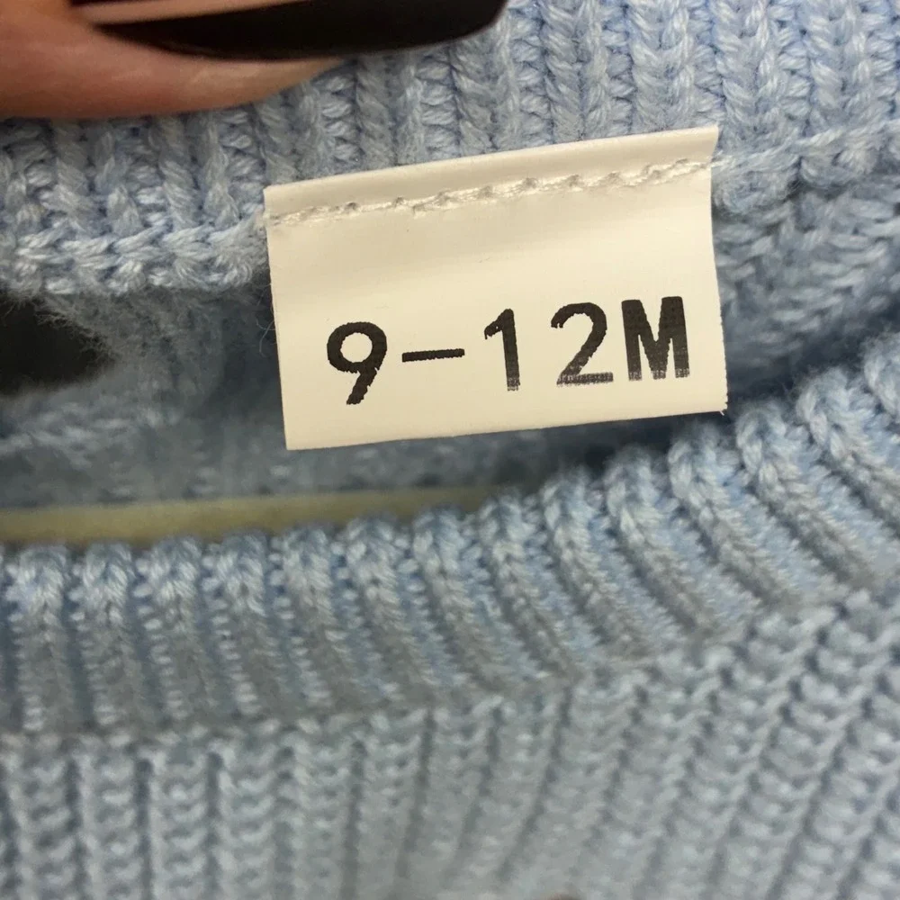 Baby Girl Knit Sweater Romper Light‎ Blue 9-12M I Love You To The Moon Cottage